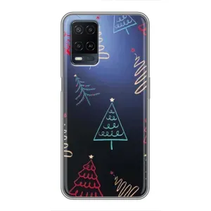 Зимні Чохли для OPPO A54 - прозорий фон (Різдвяні ялинки)