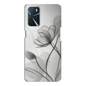 Чохол з квітковим принтом на OPPO a54s (Чорні квіти)