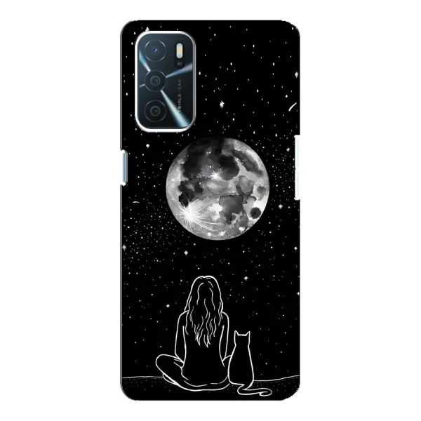 Чохол з принтом «Дівчина з котом» для OPPO A54s Чохол з принтом «Дівчина з котом» для OPPO A54s