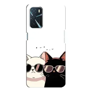 Чохол з принтом «Коти в окулярах» для OPPO A54s