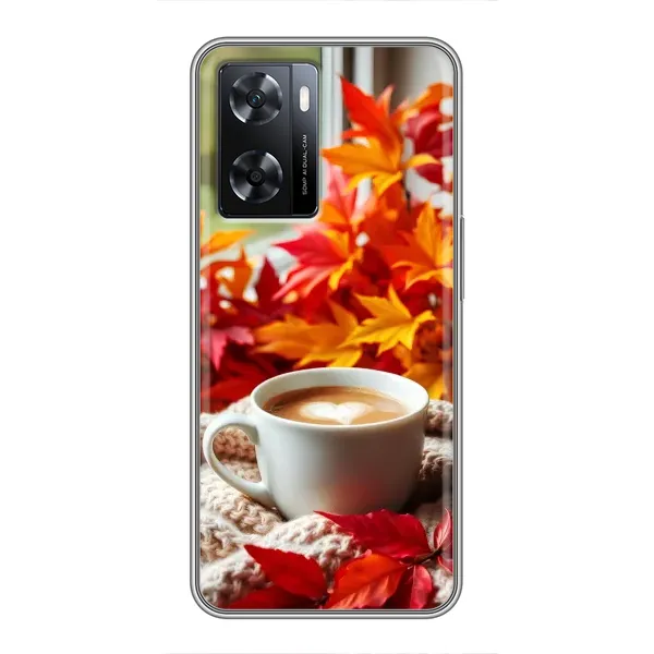 Чохол з принтом «Кава та листя» для OPPO A57s Чохол з принтом «Кава та листя» для OPPO A57s
