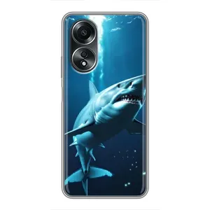 Чехол с картинкой «Хищники» для OPPO A58 (4G) (Акула под водой)