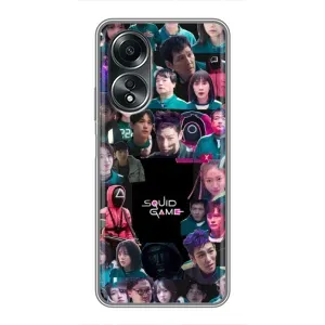 Чехол Гра в кальмара для OPPO A58 (4G) (Коллаж Игра кальмара)