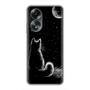 Чохол з принтом для OPPO A58 (4G) (AlphaPrint) Модні коти (Котик і місяць)