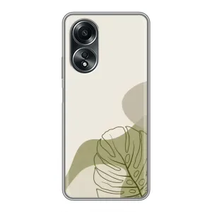 Силиконовый чехол с принтом в цветах на OPPO A58 (4G) (Зеленая монстера дизайн)