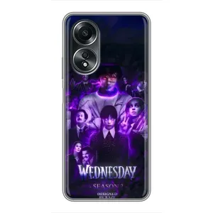 Чехол с дизайном Венздей 2 на OPPO A58 (4G) (Фиолетовая магия Уэнздей)