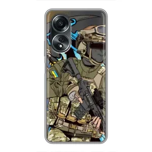 Чехлы с картинкой ЗСУ для OPPO A58 (4G) (AlphaPrint) (Воїн ЗСУ)