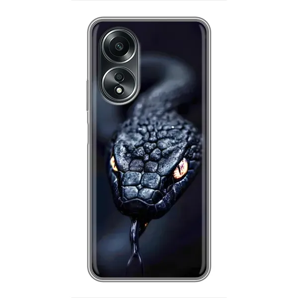 Чехол с принтом «Черная змея» для OPPO A58 (4G)