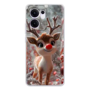 Яркий чехол для OPPO A5x 5G с Зимними Оленятами