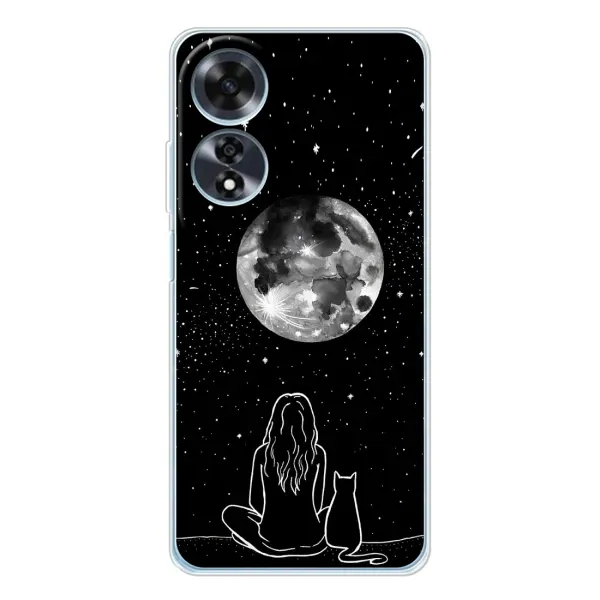 Чехол с принтом «Девушка с котом» для OPPO A60 5G