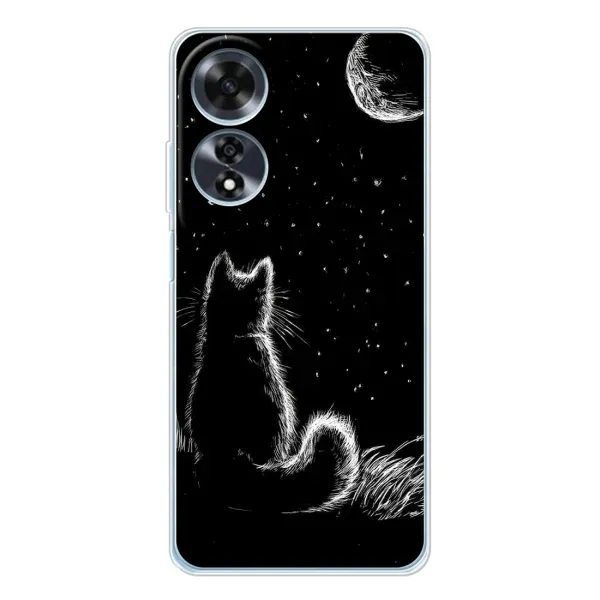 Чохол з принтом «Котик і місяць» для OPPO A60 5G Чохол з принтом «Котик і місяць» для OPPO A60 5G