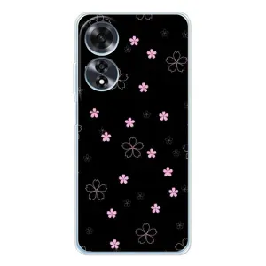 Чохол з розовим принтом для OPPO A60 5G (Рожеві квіти на чорному)