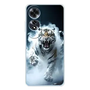 Чохол з принтом «Білий тигр у диму» для OPPO A60 5G