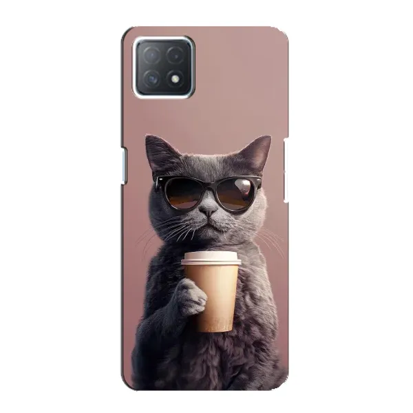 Чехол с принтом «Кот с кофе» для OPPO A72 (5G)