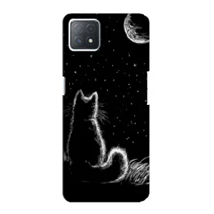 Чохол з принтом для Oppo a72 (5G) (AlphaPrint) Модні коти (Котик і місяць)