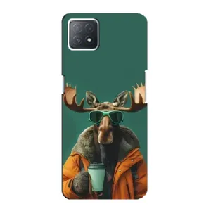 Чохол з принтом стильні тварини для OPPO a72 (5G) (Лось з кавою)