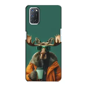 Чохол з принтом стильні тварини для OPPO A72 (Лось з кавою)