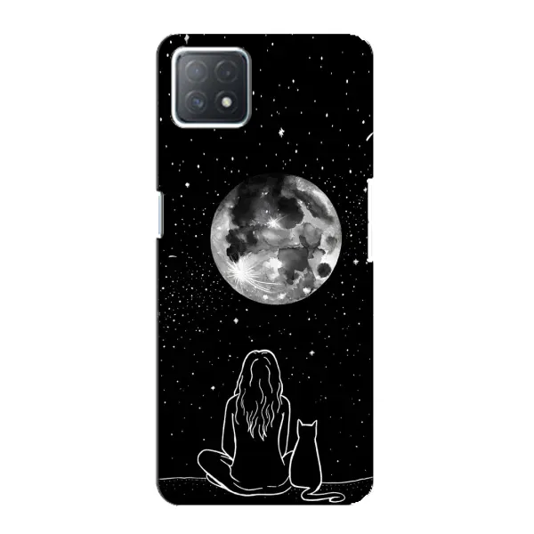 Чехол с принтом «Девушка с котом» для OPPO A73 (5G)