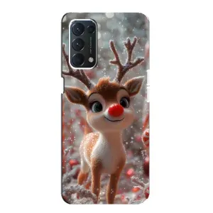 Яркий чехол для OPPO A74 с Зимними Оленятами