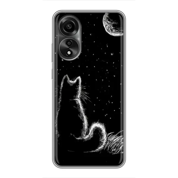 Чехол с принтом «Котик и луна» для OPPO A78 (4G) Чехол с принтом «Котик и луна» для OPPO A78 (4G)
