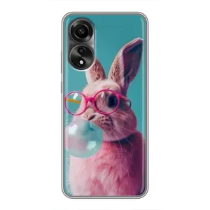 Чохол з принтом стильні тварини для OPPO А78 (4G) (Кролик в окулярах)