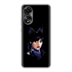 Чехлы Венсдей на OPPO A78 (4G) Уэнсдей (AlphaPrint) (серьезная Уэнздей)