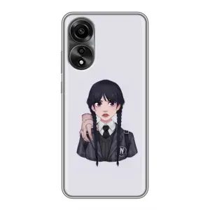 Чехлы Венсдей на OPPO A78 (4G) Уэнсдей (AlphaPrint) (Уэнздей и Вещь)