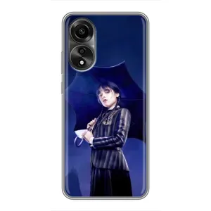 Чехлы Венсдей на OPPO A78 (4G) Уэнсдей (AlphaPrint) (Уэнздей с зонтом)
