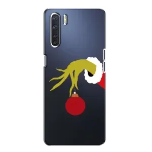 Зимні Чохли для OPPO А91 - прозорий фон (Грінч з іграшкою)