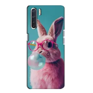 Чохол з принтом стильні тварини для OPPO А91 (Кролик в окулярах)