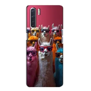Чохол з принтом стильні тварини для OPPO А91 (Лами в окулярах)