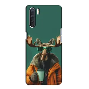 Чохол з принтом стильні тварини для OPPO А91 (Лось з кавою)