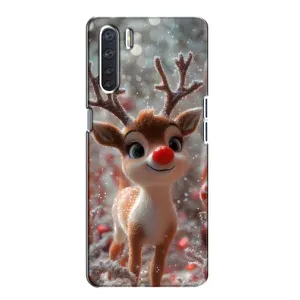 Яркий чехол для Oppo A91 с Зимними Оленятами