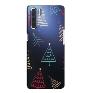Зимні Чохли для OPPO А91 - прозорий фон (Різдвяні ялинки)
