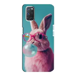 Чохол з принтом стильні тварини для OPPO А92 (Кролик в окулярах)