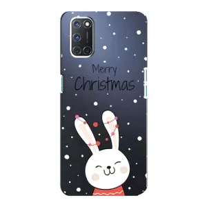 Зимні Чохли для OPPO А92 - прозорий фон (Різдвяний заєць)