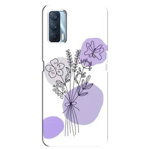 Силконовий чохол з принтом в квітах на Oppo A92s (Букет фіолетова абстракція)