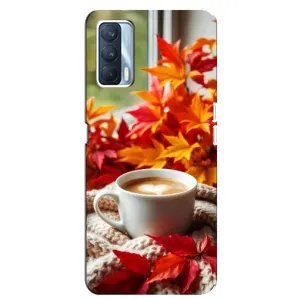 Чохол з принтом «Кава та листя» для OPPO A92s