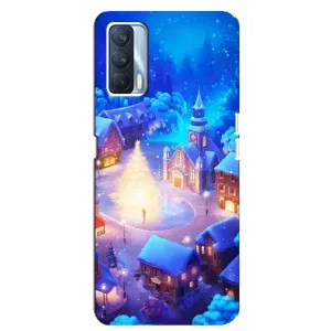 Рождественские Чехлы для Oppo A92s (VPrint) (Рождественский город)