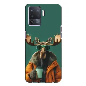 Чохол з принтом стильні тварини для OPPO A94 (Лось з кавою)