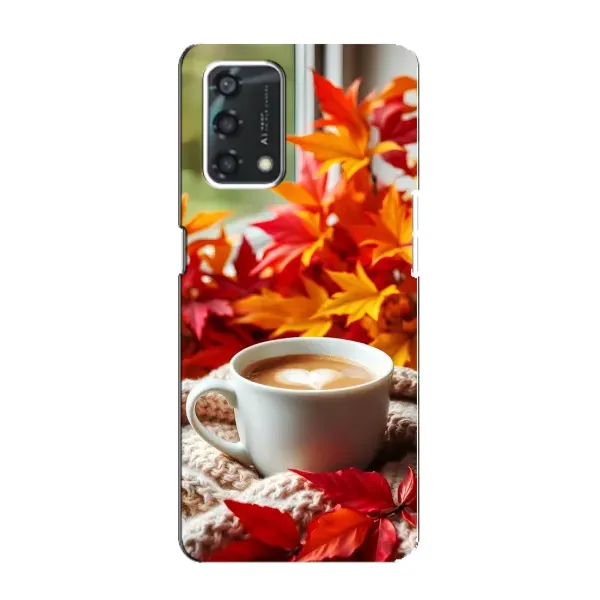 Чехол с принтом «Кофе и листья» для OPPO A95 Чехол с принтом «Кофе и листья» для OPPO A95