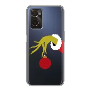 Зимні Чохли для OPPO A96 - прозорий фон (Грінч з іграшкою)