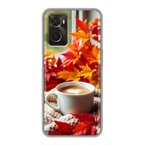 Чехол с принтом «Кофе и листья» для OPPO A96 Чехол с принтом «Кофе и листья» для OPPO A96