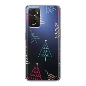Зимні Чохли для OPPO A96 - прозорий фон (Різдвяні ялинки)