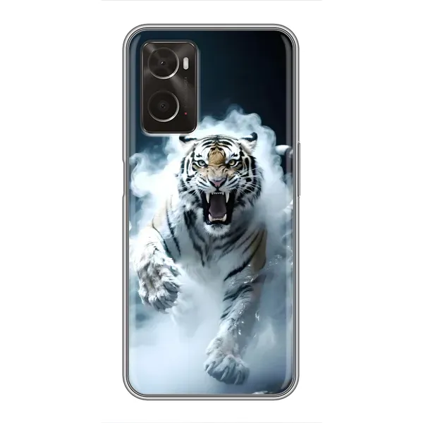 Чохол з принтом «Білий тигр у диму» для OPPO A96