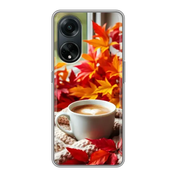 Чехол с принтом «Кофе и листья» для OPPO A98 Чехол с принтом «Кофе и листья» для OPPO A98