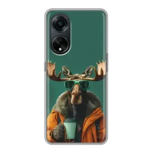 Чохол з принтом стильні тварини для OPPO A98:
ОППО А98 (Лось з кавою)