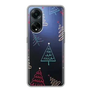 Зимні Чохли для OPPO A98:
ОППО А98 - прозорий фон (Різдвяні ялинки)