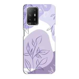 Силконовий чохол з принтом в квітах на Oppo F19 Pro Plus 5G (Фіолетове листя абстракція)