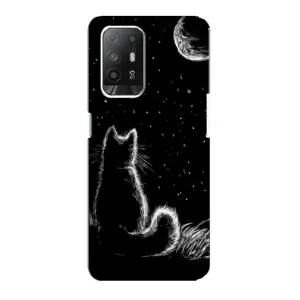 Чехол с принтом для Oppo F19 Pro Plus 5G (AlphaPrint) Модные коты (Котик и луна)